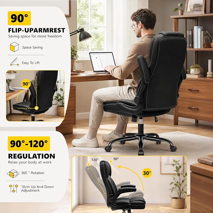 Ergonomic Office Chair, High Back Executive Leather Desk Chair, Black - Image 6