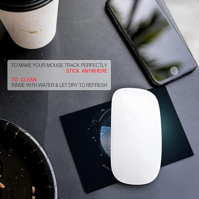 Mouse Pad Adhesive Bottom - Sticks to Any Surface - Portable - Webcam Covers and Screen Cleaner Included (Space Window) - Image 7