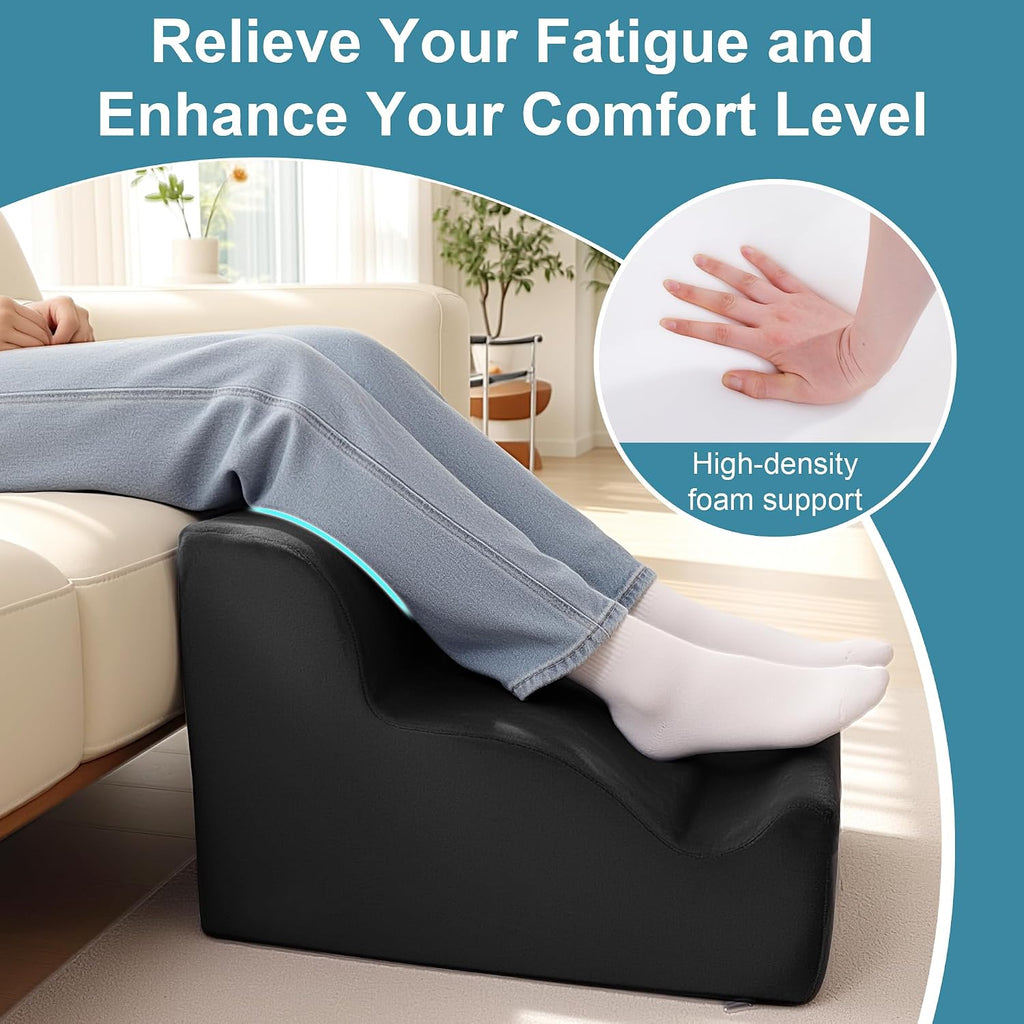 Ergonomic Foot Rest Under Desk, Large Leg Rest for Desk with High Density Foam, Office Foot Stool for Chair, Multi-Use Leg Elevation Support Cushion for Work, Gaming, Sofa Relaxation(Black) - Image 5