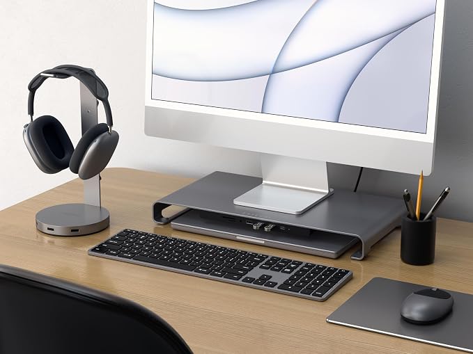 Satechi USB-C Hub Monitor Stand, 3 USB 3.0 Ports, For Desktop Computers | USB-C data port, micro/SD card readers, audio jack, for desktop computers, monitors, laptops - Image 9