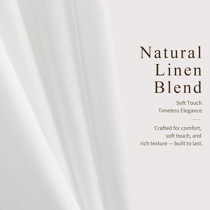 Hokibero Off White Pleated Linen Curtains 102 Inch Long for Living Room | White Light Filtering Semi Sheer Curtain,Back Tab Hooks Rings,Farmhouse Textured Privacy Drapes for Bedroom Window,2 Panels - Image 5