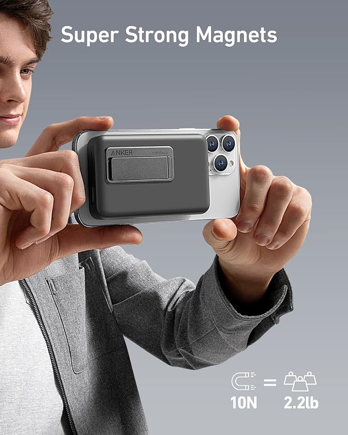 Anker 633 Magnetic Power Bank with Stand, 10,000mAh Portable Charger | Foldable Wireless Charger with 20W USB-C Power Delivery, MagSafe-Compatible for iPhone 16 / 15 / 14 / 13 / 12 Series - Image 6