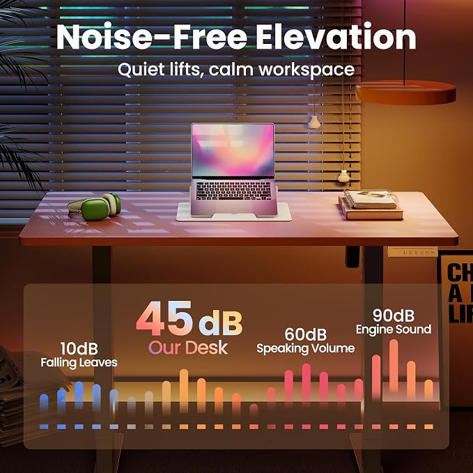 HUANUO 32x19 Inch Small Electric Standing Desk, Adjustable, Pink | 176 Lbs Capacity, Rounded Corners, Wheel-Ready Feet, Compact Desktop, Apartment Workspace, 28.3–46.5 Inch Height Range - Image 7