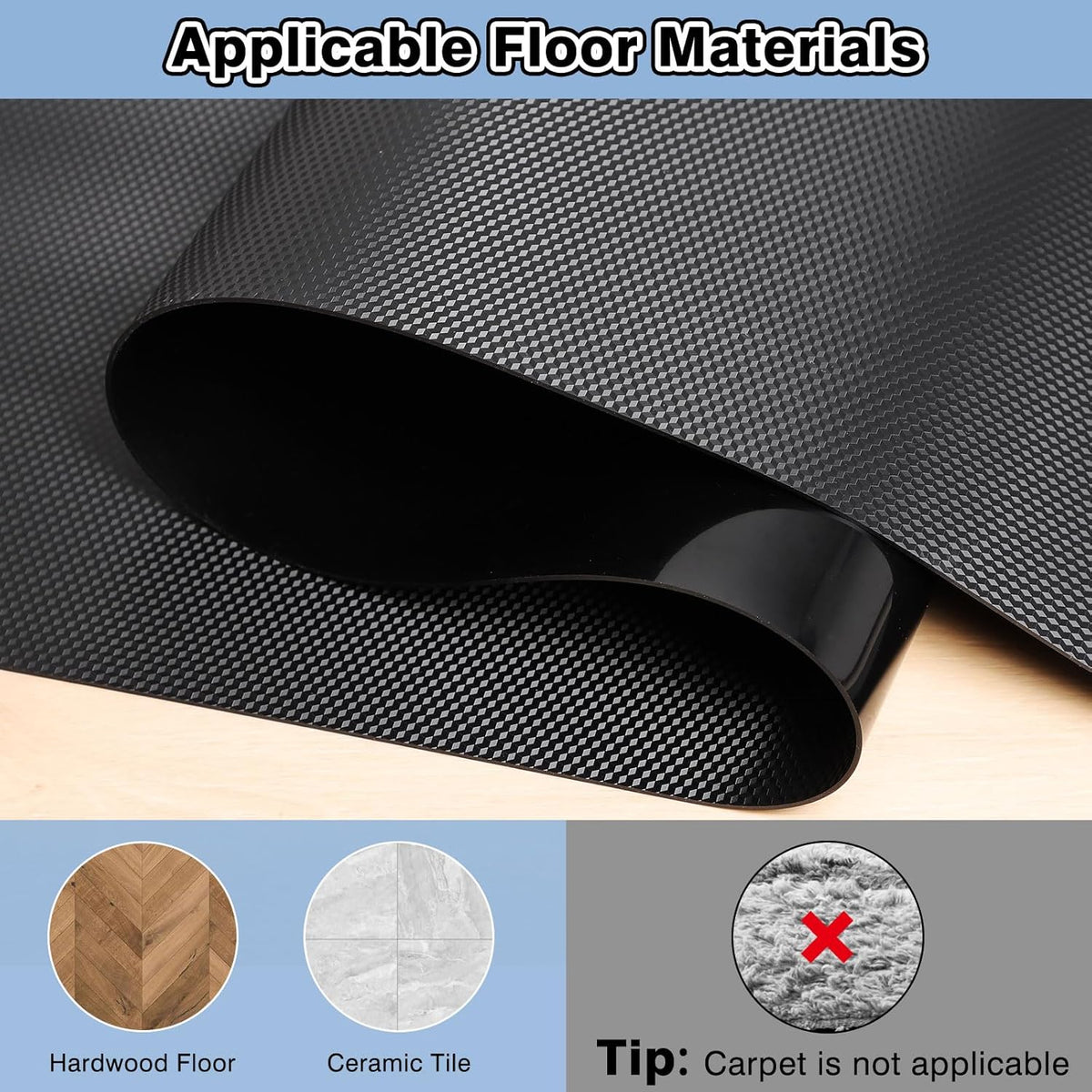 60” x 75” Waterproof Chair Mat for Hardwood, Office Chair Mat for Rolling Chair, Desk Mat for Hardwood Floor, Floor Mat for Home Office, Anti-Slip PVC Floor Protector for Gaming Room - Image 2
