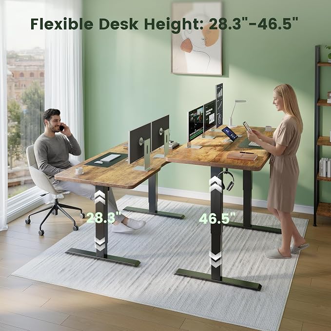 CubiCubi 55 x 24 Standing Desk, Height Adjustable Electric Computer Desk, Sit Stand up Home Office Workstations, Rustic Brown - Image 4