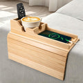 Yoshiky Bamboo Couch Armrest Table, Couch Arm Tray with Removable Couch Cup Holder, 2 in 1 Design Foldable Anti-Slip Bamboo Couch Tray and Sofa Cup Holder for Drink by Yoshiky