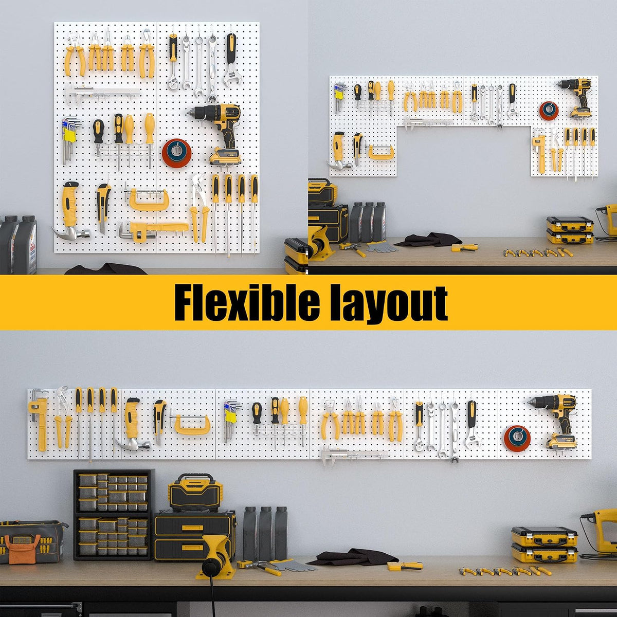 Peg Board, 6 Pack Metal Pegboard Panels with 50 Hooks - Image 5