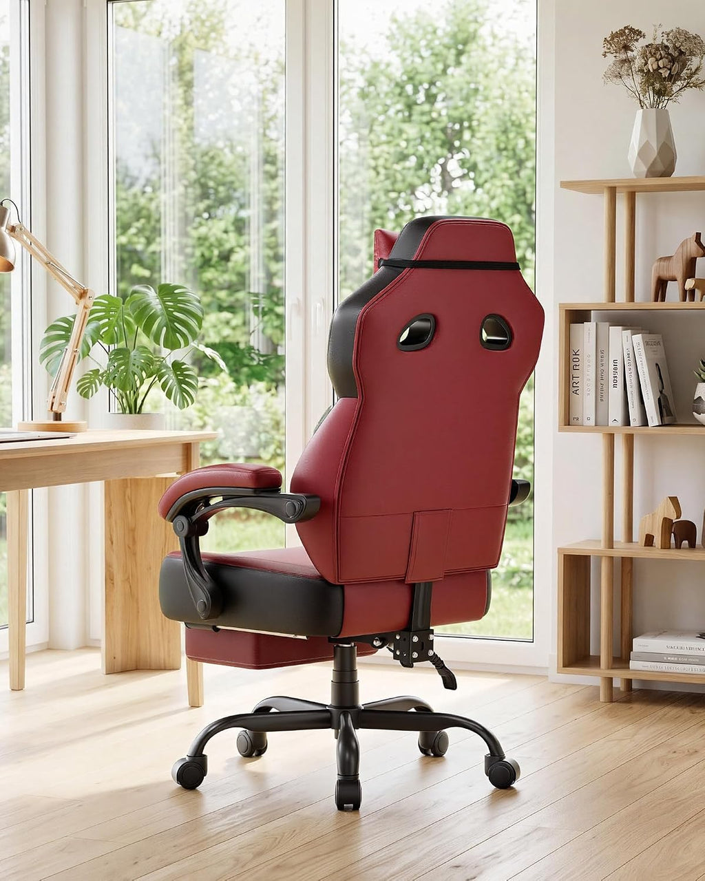 GTPLAYER Big & Tall Gaming Chair, Wide Seat with Footrest, Wine Red - Image 7