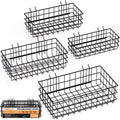 INCLY 4 Pack Pegboard Baskets Bins Set, Black Metal Pegboard Accessories by INCLY
