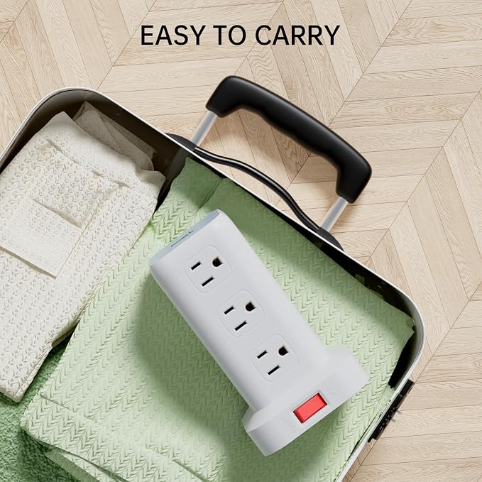 Power Strip with 12 Outlets 4 USB (1 USB C), 10Feet Extension Cord with Multiple Outlets, Charging Station, Power Strip Tower, Home Office Desk Supplies - Image 6