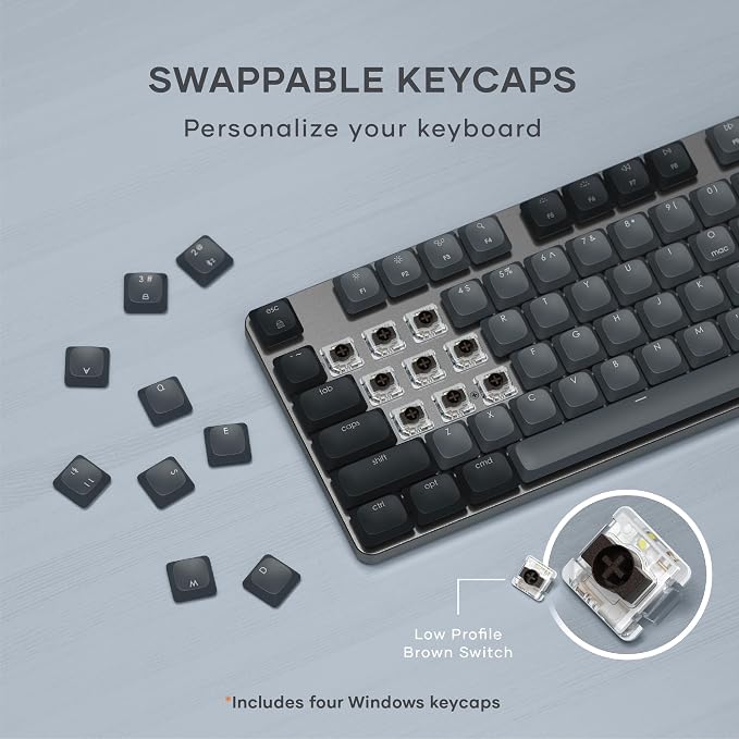 Satechi SM3 Mechanical Keyboard, White LED Backlit, Dark Gray/Gray | 108 Keys Full Size, Wired and Bluetooth, for Mac and Windows - Image 4