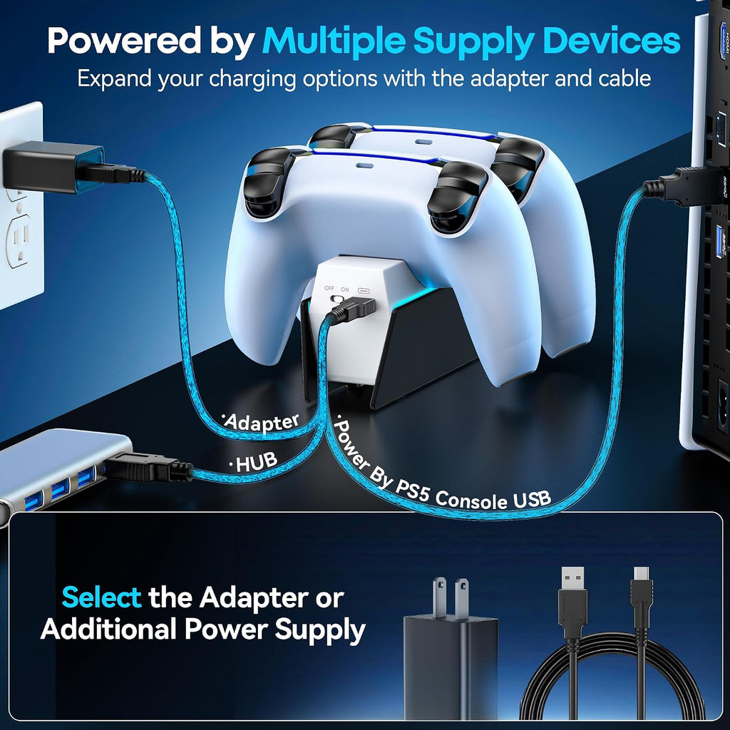 OIVO P5 Controller Charger with Fast Charging AC Adapter, P5 Controller Charging Station Stand for Play Station 5, Docking Station Replacement for PS 5 Accessories Kits - Image 3