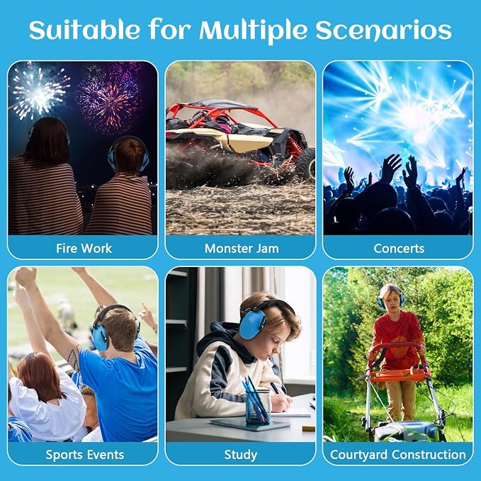 Floriogra 12 Pack Noise Cancelling Headphones for Kids/Toddler Ear Muffs | 28dB SNR Kids Ear Protection for Autism Children Noise Reduction Earmuffs for Concerts, Monster Jam, Air Shows, Fireworks - Image 5