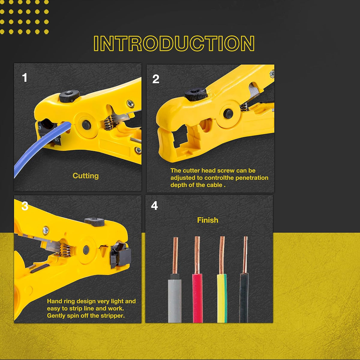KOTTO Coax Cable Crimper Kit-Adjustable Compression Tool for RG6,RG59,RG11 - Image 6