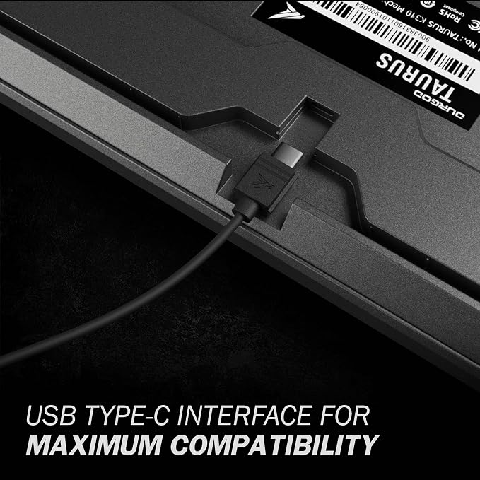 DURGOD Taurus K310 Mechanical Keyboard | Backlit | 104 Keys Full Size | USB C Wired | Doubleshot PBT Keycaps | Programmable Keys | NKRO Rollover | for Windows & Mac | Cherry MX Red, Corona - Image 5