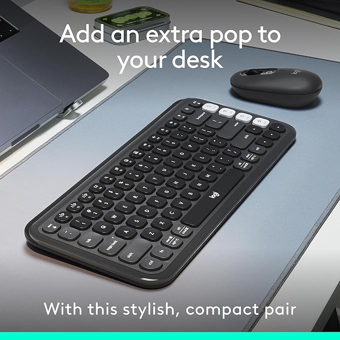 Logitech POP ICON Combo Keyboard and Mouse - Graphite and Off-White | Comfortable typing, programmable keys and buttons, quiet clicks, Bluetooth, easy-switch up to 3 devices - Image 2