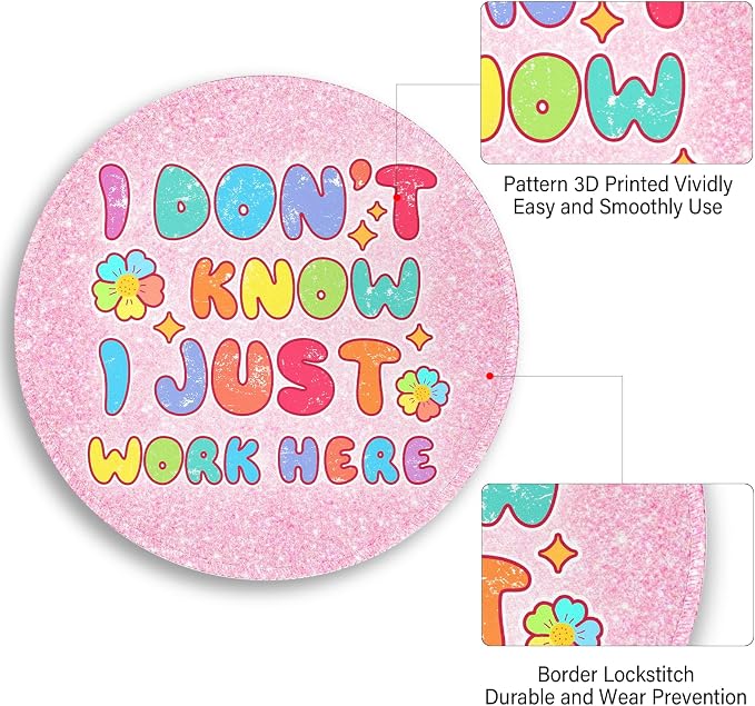 Funny Cute Mouse Pad, IDK Small Round Mousepad for Desk, Laptop | Mini Travel Wireless Mice Pad for Computer, Office Accessories, Coworker Gifts, 8.6 x 8.6 inch - Image 6