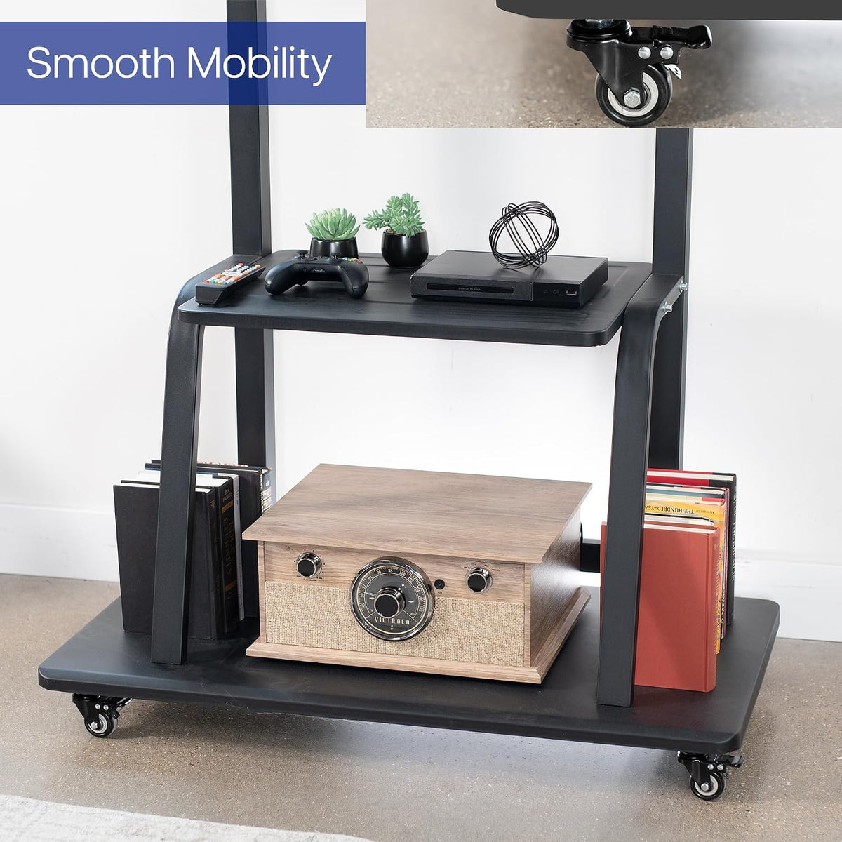 VIVO Mobile TV Cart with Dual Level Shelving for 42-100 in Screens - Image 9