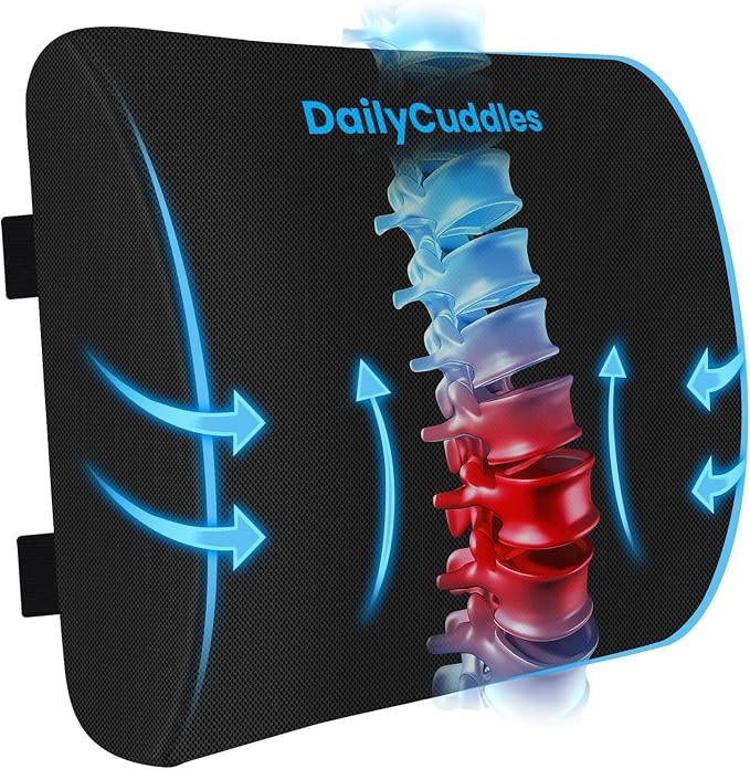 Lumbar Support Pillow, Ergonomic Back Cushion for Office Chair, Black/Large | Memory Foam Back Pillow with Adjustable Strap for Long-Hour Sitting , Gaming Chair, Back Support for Pain Relief by Unknown
