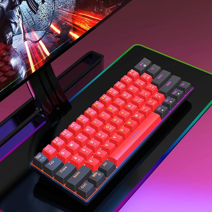 Snpurdiri 60% Wired Mechanical Keyboard (Black-Red, Red Switches) | Mini Gaming Keyboard with 61 Keys for PC, Windows XP, Win 7, Win 10 - Image 7