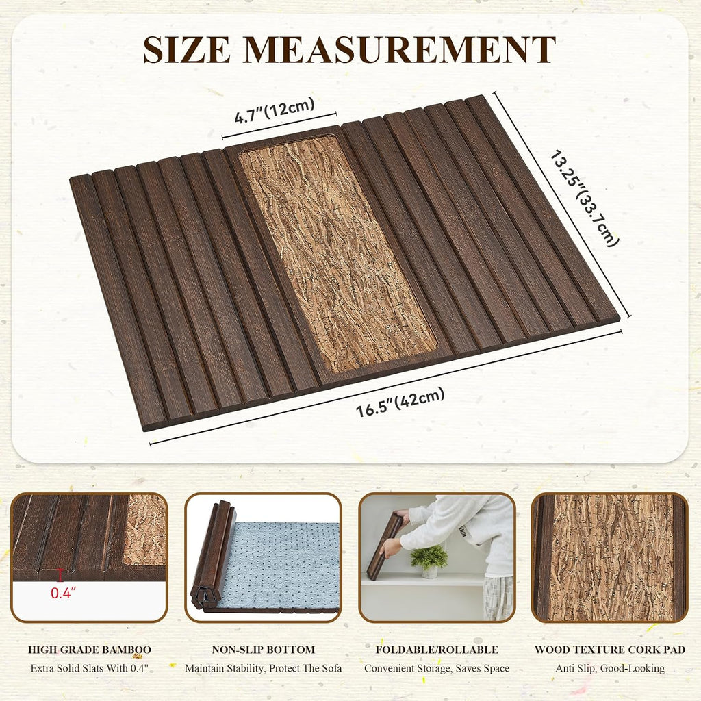 Bamboo Couch Arm Tray Table, Foldable Sofa Arm Tray Brown - Image 4