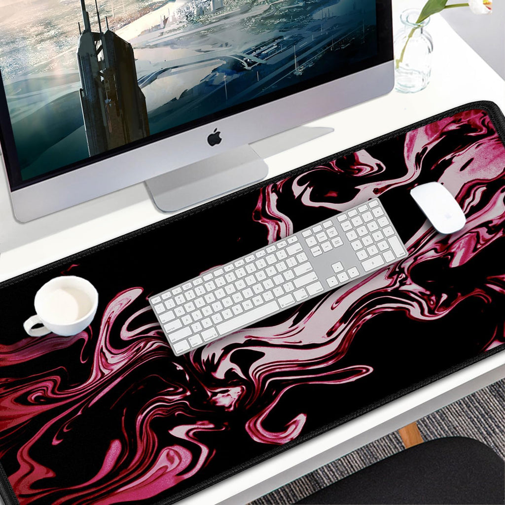 Gaming Mouse Pad, 31.5x15.7 inch Large Extended Computer Keyboard Mouse Mat, Water Resist Non-Slip Mousepad Rubber Base Long XXL Desk Mouse Pad for Gaming, Office & Home, Marble Red - Image 7