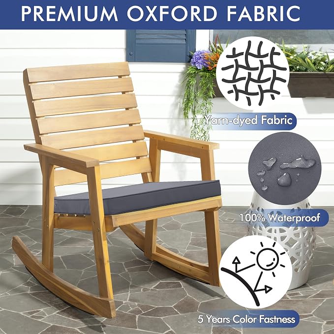 Outdoor Chair Cushions Set of 2, 19 x 19 x 3 Inch Seat Pads | Waterproof Patio Chair Cushions with Tie, Fade Resistant Cushions for Outdoor Furniture Garden Lawn, Dark Grey - Image 7