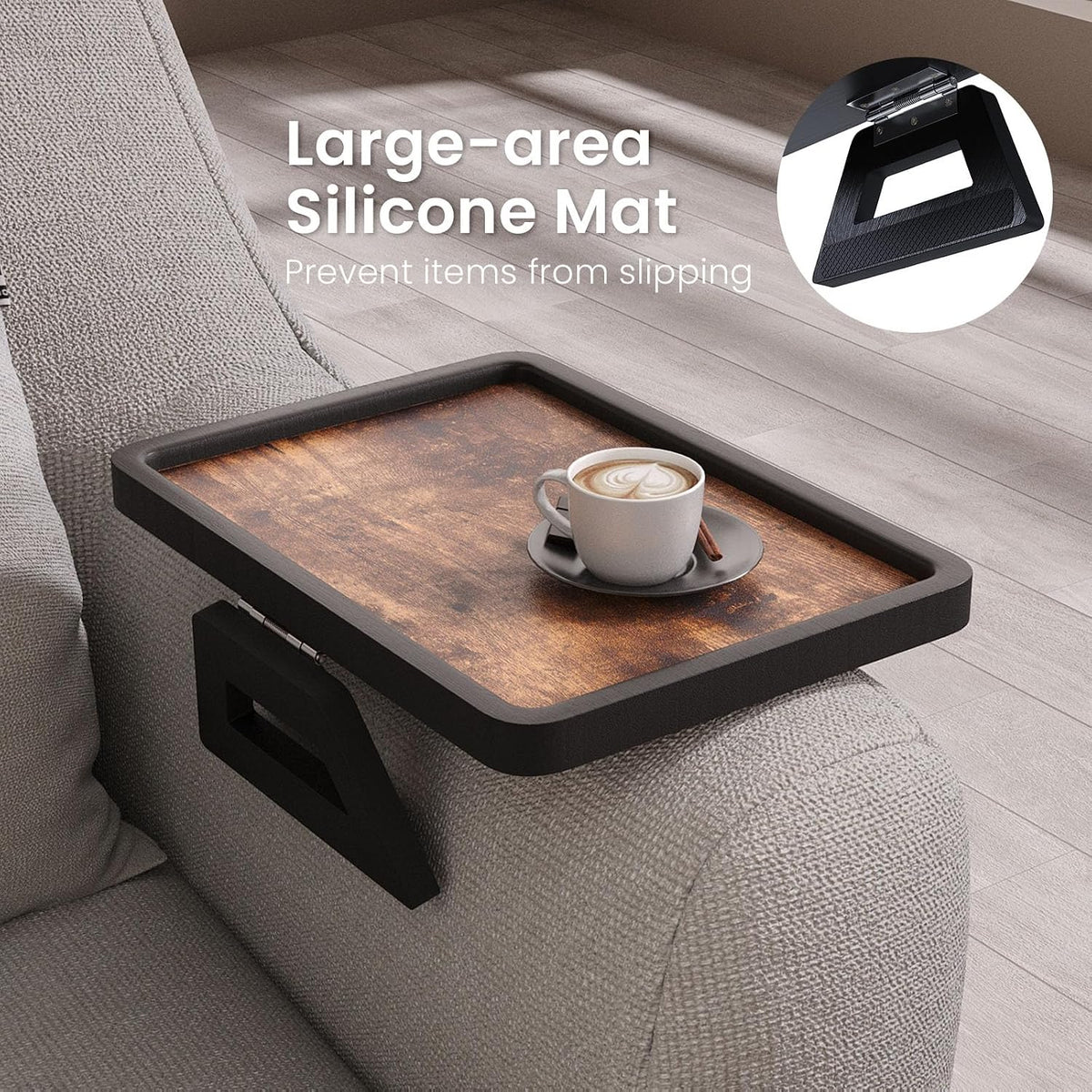 Wooden Wood Couch Arm Tray,Folding Sofa Armrest Table - Image 3