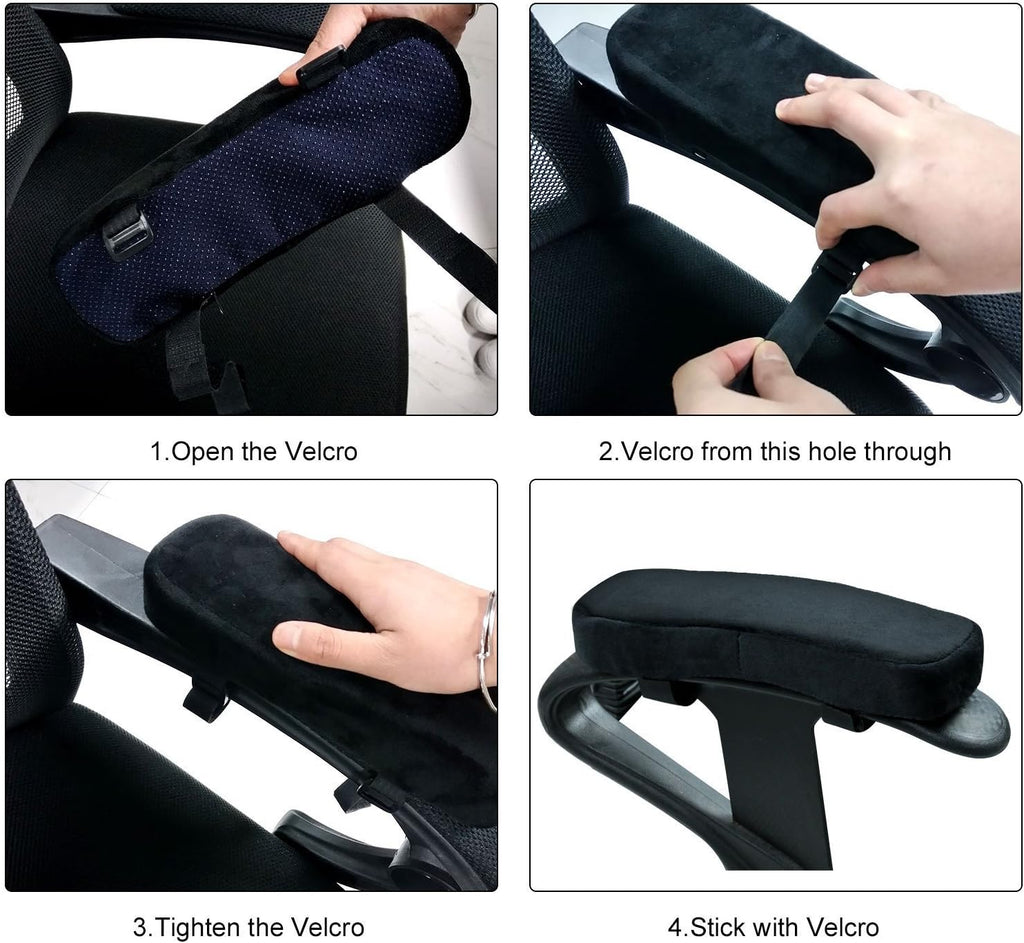 Memory Foam Chair Armrest Pad, Comfy Office Chair Arm Rest Cover for Elbows and Forearms Pressure Relief(Set of 2) - Image 6
