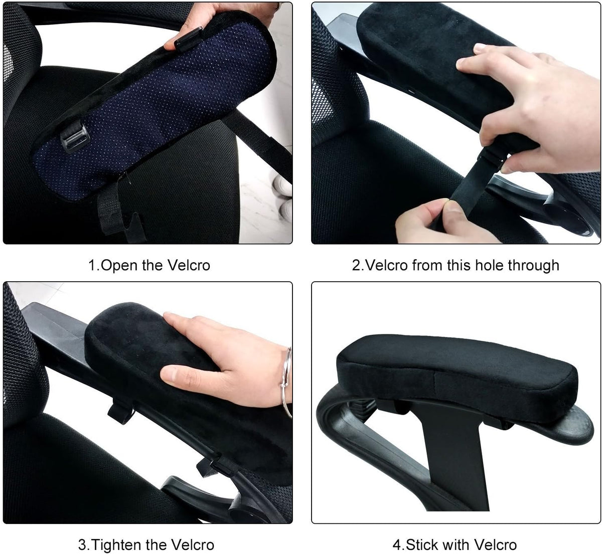 Memory Foam Chair Armrest Pad, Comfy Office Chair Arm Rest Cover for Elbows and Forearms Pressure Relief(Set of 2) - Image 6