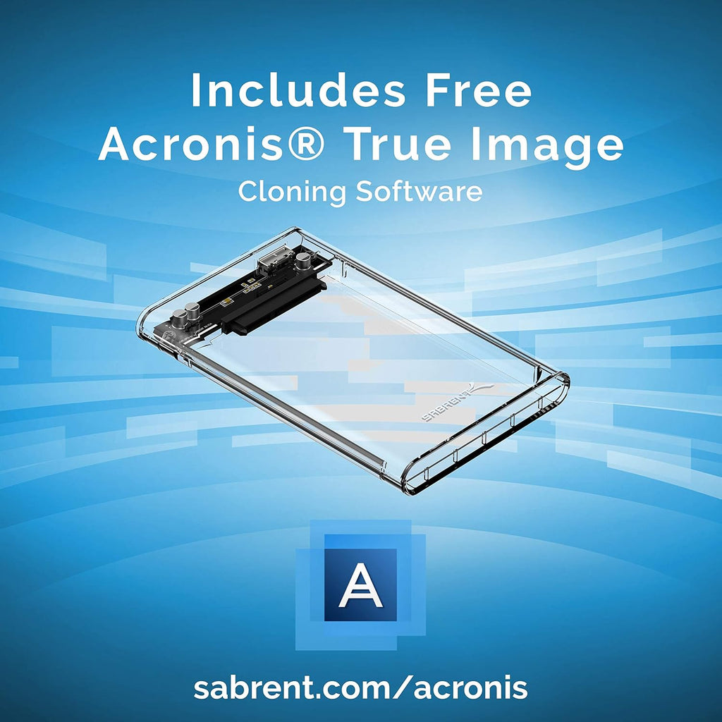 SABRENT 2.5in SATA to USB 3.0 Clear SSD/HDD Enclosure (EC-OCUB) - Image 2