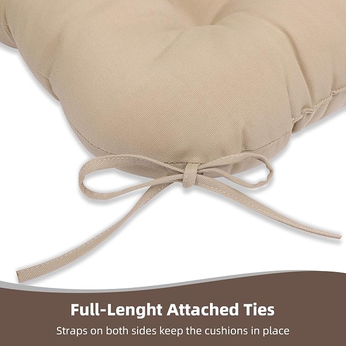 RACE LEAF 4 Pack 17x17 Inch Patio Chair Cushions, Thickened Seat Cushions Waterproof Stain Resistant with Non-Slip Ties (Khaki) - Image 3