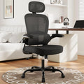 Ergonomic Office Chair 330 lb with Wheels, Lumbar Support & Headrest | Flip-Up Arms,Back Support,Gaming chairs,Breathable Mesh,2D Headrest by Synorla