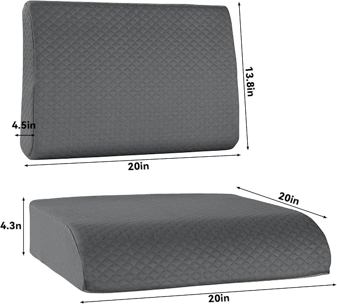 HOMBYS Extra Thick Recliner Chair Cushion with Lumbar Support Pillow for Elderly, 4.5" High Density Foam Seat Cushion, Breathable Fabric, 20"x20" Extra Large & Non-slip for Recliner, Office, Dark Grey - Image 2