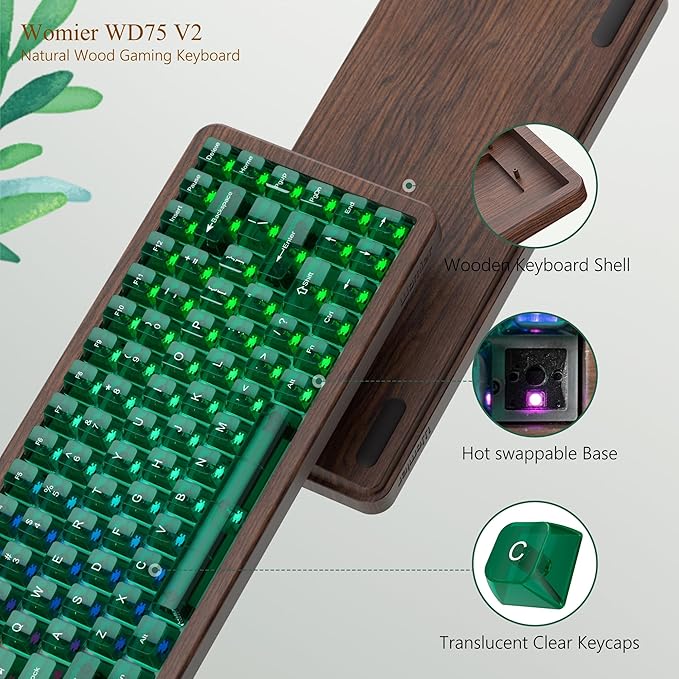 Womier 75% Wireless Creamy Keyboard with Wood Shell, QMK/VIA WD75 V2 - Image 5