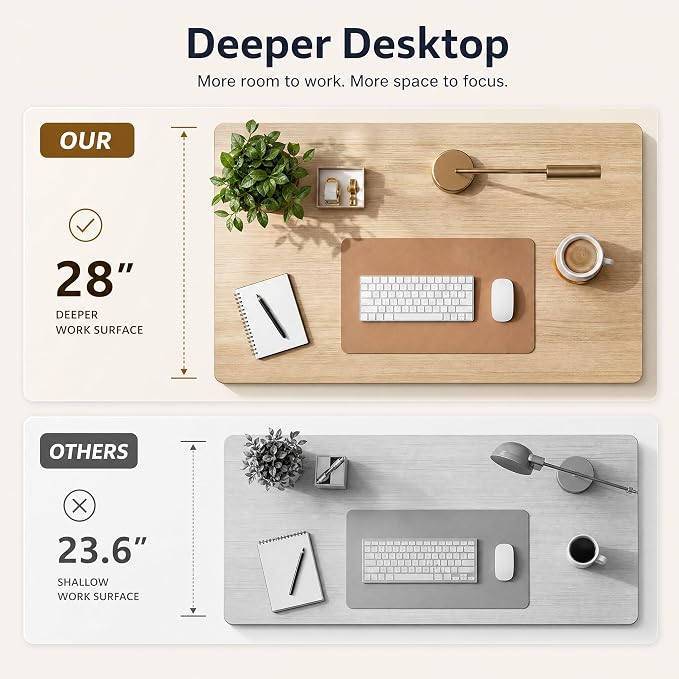 Grandder Electric Standing Desk with Four Drawers, Sit to Stand Up Height Adjustable Desk with Storage Shelf for Home Office, 47 * 28 Inch, Study, Ergonomic Adjustable Computer Desk, Maple - Image 6