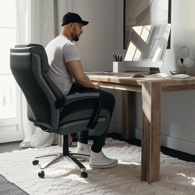 Flash Furniture Hercules Series High-Back Swivel LeatherSoft Office Chair, Ergonomic Executive Chair with Headrest and Adjustable Height, Black | 500 LB Capacity, Padded Armrests, 360° Swivel, Height Adjustable, Commercial Grade - Image 7