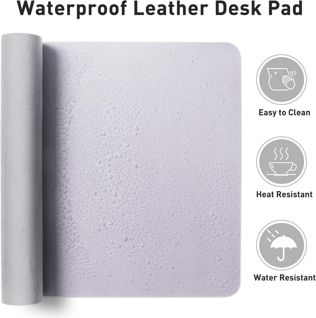 Aothia Faux Leather Desk Mat - Non-Slip PU Leather Desk Blotter, Waterproof Writing Surface, Large Desk Pad for Office & Home (Soft Lavender, 55" x 24") - Image 6