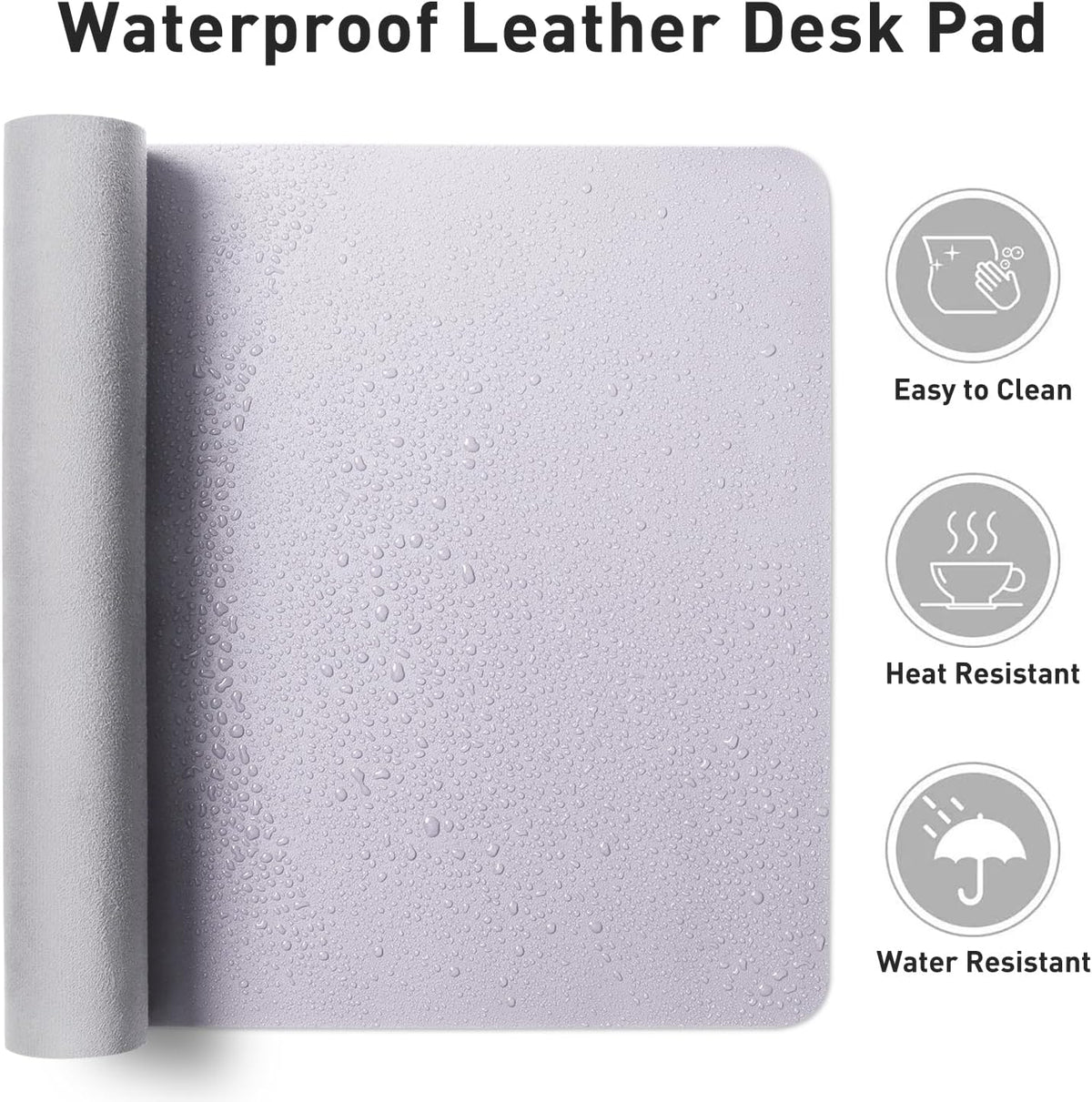 Aothia Faux Leather Desk Mat - Non-Slip PU Leather Desk Blotter, Waterproof Writing Surface, Large Desk Pad for Office & Home (Soft Lavender, 55" x 24") - Image 6