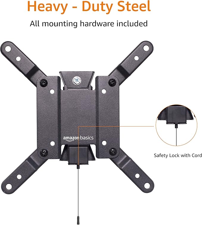 Amazon Basics Tilting TV Wall Mount for Wood Studs, Fits 12-40 inch TVs up to 40 lbs, VESA 200x200, Black - Image 8