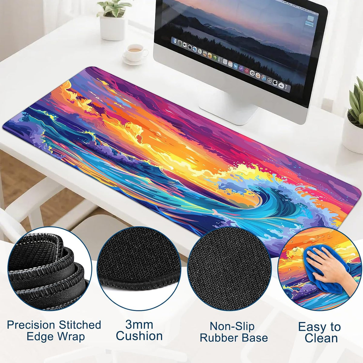 Gaming Mouse Pad, Desk Mat for Keyboard and Mouse, Large Mouse Pad for Desk, Computer Mousepad - Image 3