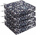 UNIKOME Outdoor Chair Cushions Pack of 4, Water Resistant Patio Cushions with Ties, High Density Sponge Filling Square Corner Seat Cushions for Outdoor Furniture, 19"*19"*3", Navy/White by UNIKOME