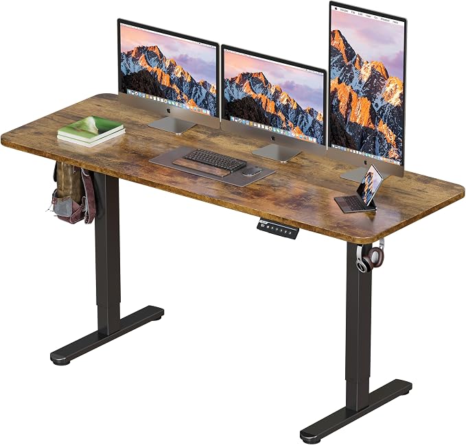 BIZUM Electric Standing Desk 63 x 24 Inch Computer Desk-Gaming Desk Rustic Brown Home Office Desks Height Adjustable Memory Stand Up Computer Workstation by Unknown