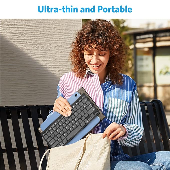 OMOTON Ultra-Slim Bluetooth Keyboard for iPad,iPad Pro/Air/Mini,iPhone | Stable Wireless iOS Keyboard with 12 Multimedia Keys, Portable for Office, Business, Travel, School, Graphite Black & Gray - Image 8