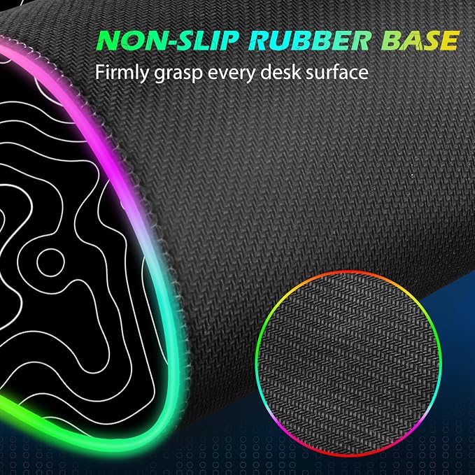 ToLuLu RGB Wireless Charging Gaming Mouse Pad, 7.5/10/15W 10 Light Modes LED Mouse Pad Computer Keyboard Mat Mousepad, 800x300x4MM Extended Large Desk Pad for Gamer, Black and White Abstract Lines - Image 5