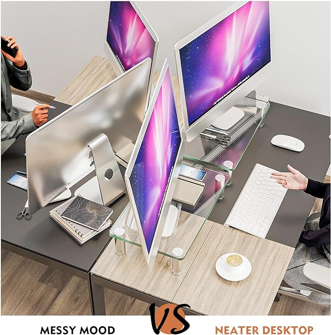 Hemudu 2 Pack Computer Monitor Riser with Height Adjustable Multi Media Desktop Stand for Flat Screen LCD LED TV, Laptop/Notebook/Xbox One - Image 3