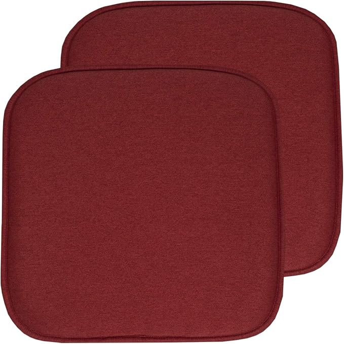 Sweet Home Collection Chair Cushion Memory Foam Pads Honeycomb Pattern Slip Non Skid Rubber Back Rounded Square 16" x 16" Seat Cover, 2 Pack, Charlotte Wine by SweetHomeCollection