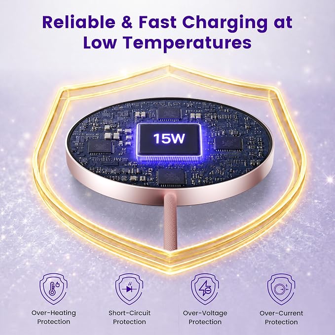 15W Wireless Charger for Apple MagSafe Charger, Magnetic Fast Charging Pad | Compatible for iPhone 17 16 15 14 13 12 Pro Max, AirPods-Slim Portable for Desk Bedside and Travel - 3 Pack, Pink - Image 4