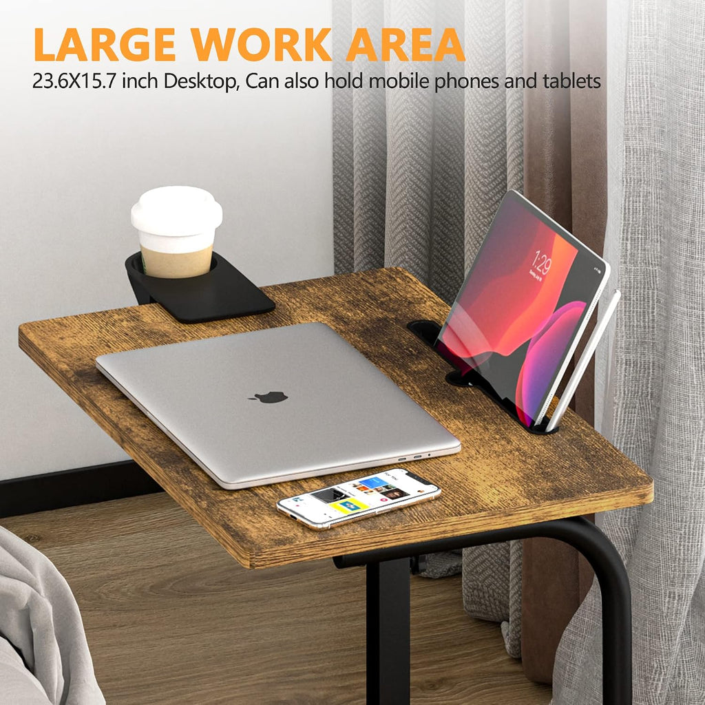 Klvied Adjustable Mobile Laptop Stand, Walnut - Image 8