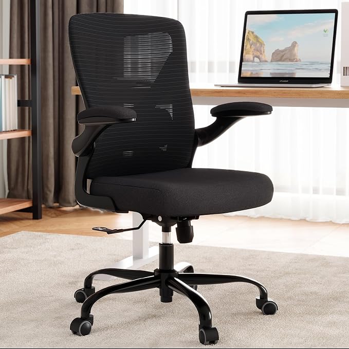 Office Chair: Mesh Ergonomic Desk Chair with 3D Lumbar & Swivel | 330LBS Computer Chair-Executive Task Chairs with Flip-up Arms Home Office Chairs Gaming Chair for Long Hours(Black-Pack of 8) - Image 2